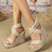 Women’s Shoes Popular Summer New Large Size Rope Woven Wedge Heel Women's Sandals Large Size Spot_vogvips.com