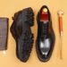 Men's leather dress shoes business casual thick sole increase Brock carved wedding shoes_vogvips.com