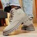 European Warm Series Couple Genuine Leather Yellow British Style Martin Unisex Autumn Winter Short Boots Trendy Thick Sole Men's Shoes_vogvips.com
