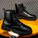 Martin Spring New High-top Thick-soled Motorcycle Work Black Leather Shoes Men's British Style Boots_vogvips.com
