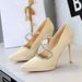 8366-10 European And American Style Pointed Toe High Heels For Women With Diamond Chain, One Strap, Thin Heel, Shallow_vogvips.com