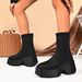 Women's Slimming Wedge Heel Ankle Boots Plus Size Thick Sole Elastic Winter Boots_vogvips.com