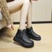 Winter New High-top Cotton Women's Shoes Korean Version Versatile Fleece-lined Thickened Leather Surface Martin Warm_vogvips.com