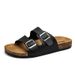 Bebealy Men's Slippers Summer Retro Open-toe Slippers With Double Duckles Fashion Outdoor Couple Slippers Injection Molded Shoes_vogvips.com