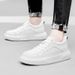 Men's Shoes Inner Height Increase Sports Casual Shoes Low-top Cowhide Surace Thick-soled Running Sports Small White Board Shoes_vogvips.com