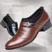 Men's Pointed Toe Slip-On Dress Shoes - PU Leather Formal Office Shoes With Rubber Sole, Low Cut Business Shoes For Men (Black, Brown, White)_vogvips.com