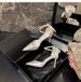 Women's Satin Wedding Shoes White Stiletto Heel Pumps with Single Strap Sweet Bow plus Size High Heels 42 43_vogvips.com