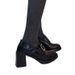 Women's Shoes New Style High Heeled Loafers, Petite Chunky Heel Single Shoes, Black, Versatile Slip On, Deep Mouth JK Leather Shoes_vogvips.com