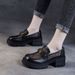 Slip-On For Women 2025 Summer New Thick-Soled Loafers Hollow Breathable Mesh Small Leather Shoes_vogvips.com