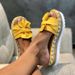 2025 Summer New Bow One Line Beach Slippers Thick Sole Slope Heel Large Women's Shoes_vogvips.com