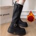 NEW Belt Buckle Long Boots For Women, Petite Height Increase And Slimming, Knee-length Boots, Thick-soled High Boots For Riders_vogvips.com