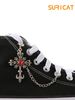 1pc Vintage Punk Gothic Style Creative Rhinestone Cross Chain Shoe Accessory, Decorative For Boots, Home DIY_vogvips.com