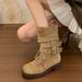 Sudingjia~4CM Height-Increasing Hot Girl Chunky Heel Martin Women Autumn Winter Knight Motorcycle Short Boots_vogvips.com