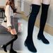 Over-the-Knee Winter Fleece-Lined New Small Size Elastic Slim Internet Celebrity Thick Heel Long High Boots For Women_vogvips.com