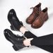 Martin Flat Genuine Soft Sole Short Spring Autumn Single British Style Round Toe Ankle Boots Fleece-Lined Women's_vogvips.com