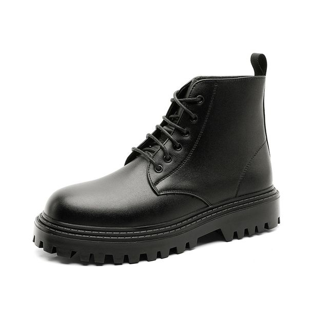 Retro Martin Boots Thick-soled Heightening Outdoor Hiking Tooling Boots High-top Lace-up Round-head Locomotive Boots_vogvips.com