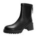 Platform Martin Boots For Women, British Style, 2025 New Autumn Winter Thick Heel Mid-Calf Boots, Soft Surface High Heel Ankle Boo_vogvips.com