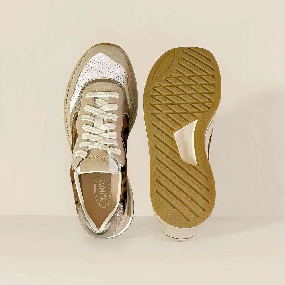 Okimoz Beige Suede Leopard Print Retro Sneakers For Women Myxczx66_vogvips.com