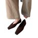 French Suede Square Toe Shallow Mouth Single Shoe Women's 2025 New Autumn Temperament Commuting Flat Heel Shoes_vogvips.com