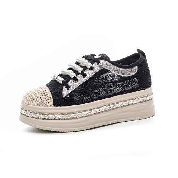 Elastic Thick-soled Inner Heightening Women's Shoes Mesh Loafers Casual Sneakers_vogvips.com