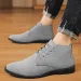 Four Seasons Work Boots For Man Winter Autumn Male Students Daily Walking Rubber Chelsea Booty Hightop Leather Shoes_vogvips.com