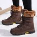 2021 Cross Border Winter New High Top Cotton Shoes Outdoor Women's Comfortable Snow Boots Thick Bottom Thickened Velvet Women's Shoes_vogvips.com