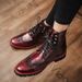 Euro Step Autumn High-top For Korean Style Mid-top Chinese Martin Boots British Brogue Carved Leather Shoes Men_vogvips.com