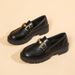 Black Loafers With Gold Chain Buckle - Chunky Sole Slip-On Casual Shoes For Women (Vintage Style)_vogvips.com