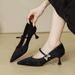 Pointed Toe High Heels Stiletto 2025 New Huizhou Women's Shoes One Strap Mary Jane Shoes Soft Belt Heel French Style Single Shoes_vogvips.com