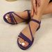 New 2026 Women's Flat Bottom Sandals Roman Beach Elastic Strap Slip-On Shoes Fairy Tale Skirt Matching Outdoor Wear_vogvips.com