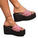 Plus Size Women's High Heeled Slippers, Comfortable Wedge Heel, Platform Sandals._vogvips.com