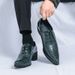 New Fashion Men's High Heel Pointed Toe Golden Business Leather Shoes Lace-up Nightclub Fashion Show Trend European And American Men's Shoes_vogvips.com
