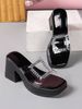 Women’s Shoes Platform Sandals – Rhinestone Square-Toe Slide Shoes (4 Colors & 7 Sizes)_vogvips.com