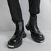 boots Fashion New Punk Style Niche Big Head Black Men's Boots Thick Sole Lace-up Casual Business Top Motorcycle Boots Commuting Work Boots_vogvips.com