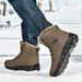 Men's High Top Hiking Shoes With Waterproof And Plush Thick Snow Boots_vogvips.com