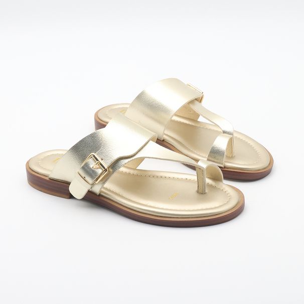 MS Women's Gladiator Sandals - Casual Summer Slide Sandals With Metallic Accents, Comfortable Rubber Sole, Black/Gold/Brown_vogvips.com