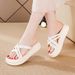 Summer New Women's Shoes Fashionable Versatile Thick-soled One-word Women's Slippers Wear Cool Slippers Beach Shoes_vogvips.com