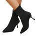 Plus Size 2024 Autumn Winter New High Short Knitted Pointed Toe Thin Heel Fashion Women's Boots_vogvips.com