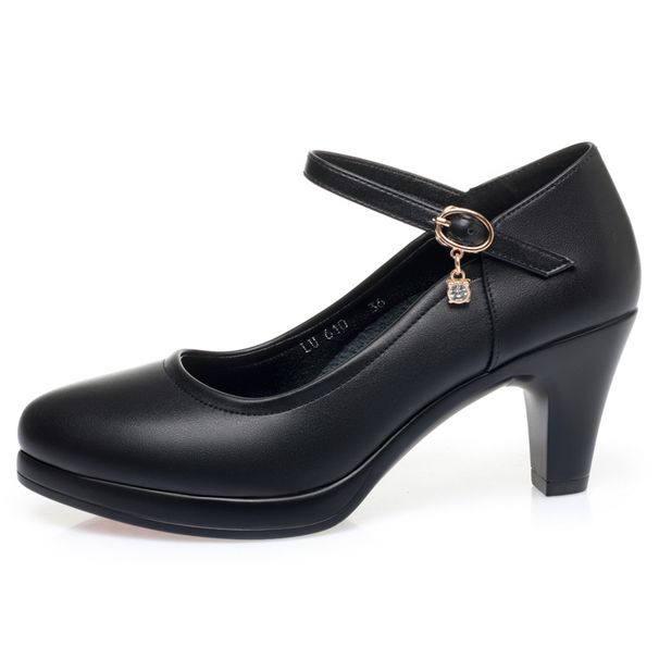 Elegant Platform Work Pumps – Non-Slip Chunky Heel Shoes For Women (Black, 7cm/9cm/11cm, Round Toe)_vogvips.com