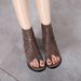 Flat Sandals For Women In Summer, With An Inner Height Increase And Black Toe Cover. Women's High Top Shoes, Roman Shoes_vogvips.com
