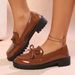 Women's Plus Size Bow Loafers – British-Inspired Slip-On Shoes With Comfortable Cushioning For Autumn & Winter Casual Wear_vogvips.com