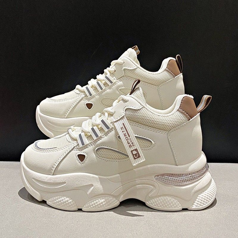 Mesh Breathable Inner Height Increasing Thick Women's Sports Soft Soled Non Slip Dad Shoes_vogvips.com