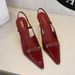 2629-A2 European And American Style Banquet Pointed Toe Heels Stiletto Patent Leather Metal Buckle Backless Back Strap_vogvips.com