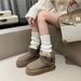 Fur And Leather Integrated Thick Soled Snow Boots With Winter Velvet And Thick Belt Buckle Cotton Shoes Short Boots_vogvips.com