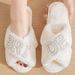 BRIDE Plush Slippers, Popular Pearl Letter Bridal Cross Plush Slippers For Bachelorette Party And Wedding_vogvips.com