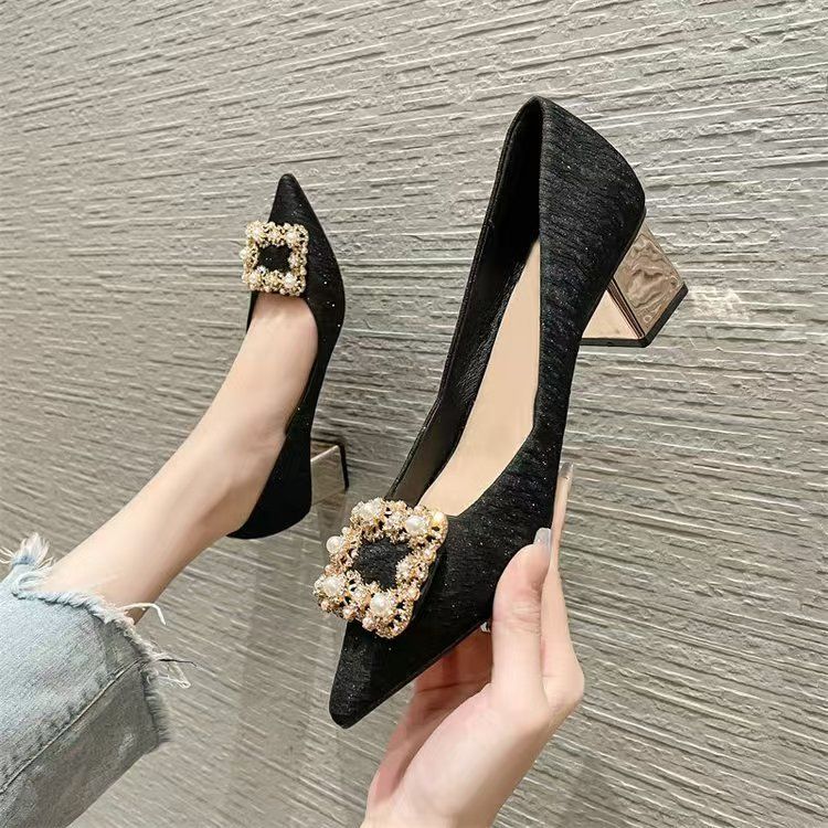 Pumps New Pearl Diamond Buckle Pointed Toe Fashion High Heels Summer Designer Shoes Wedding Party Brand Woman Shoe_vogvips.com