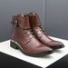 New Fashion Brown Retro Chelsea Boots Men's Pointed Toe Suit Martin Boots British Crocodile Pattern Business Men's Boots Leather Short Boots_vogvips.com