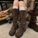 25 Autumn And Winter High-top Rider Boots, Women's Retro Lace-up Long Boots_vogvips.com