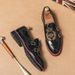 New Fashion Men's Brown Business Casual Loafer Shoes Daily Office Black Buckle Monk Men's Shoes One Foot Cover Banquet Dress Wedding Leather Shoes_vogvips.com