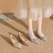 Champagne Gold Square Buckle Heels - Elegant Rhinestone Bridal Pumps (Pointed Toe, 3.5 Inch Stiletto, Comfortable Wedding & Party Shoes For Women)_vogvips.com
